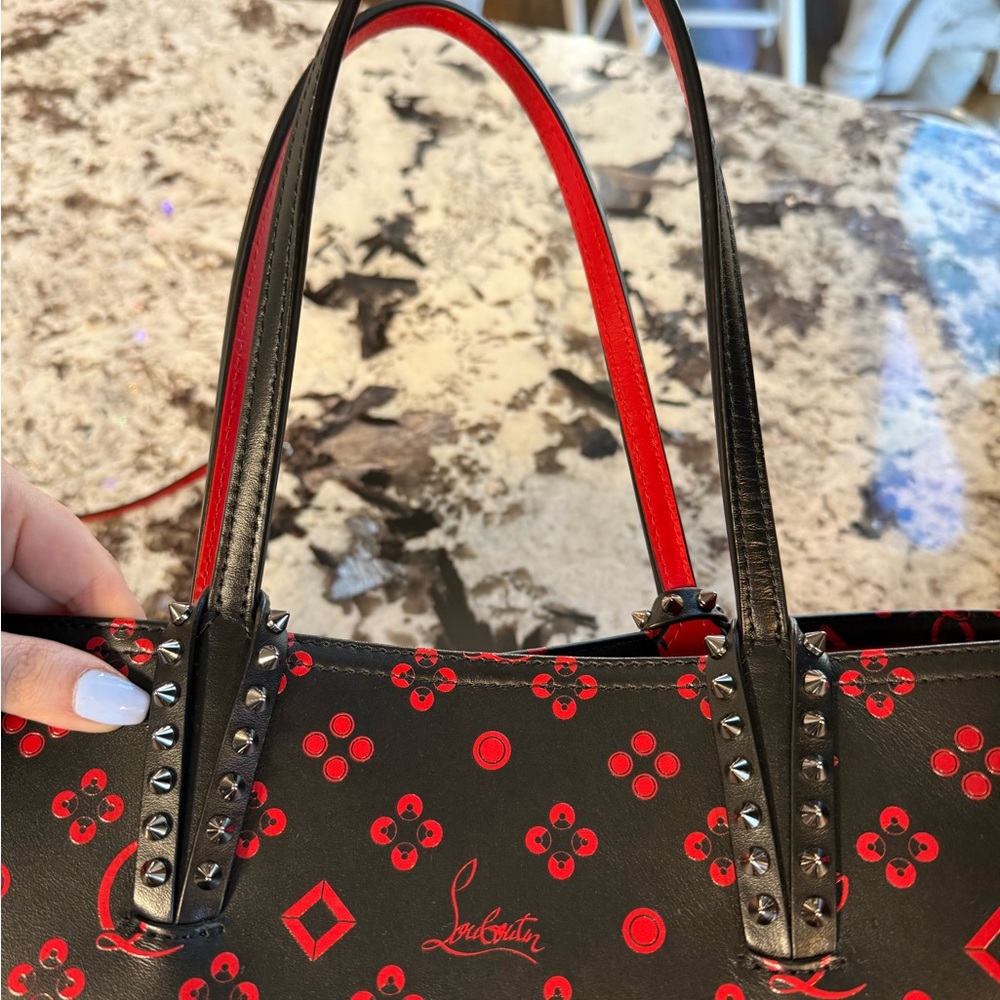 Christian Louboutin Large Cabata Loubinthesky Red and Black Tote Bag LIKE NEW! - Picture 4 of 14